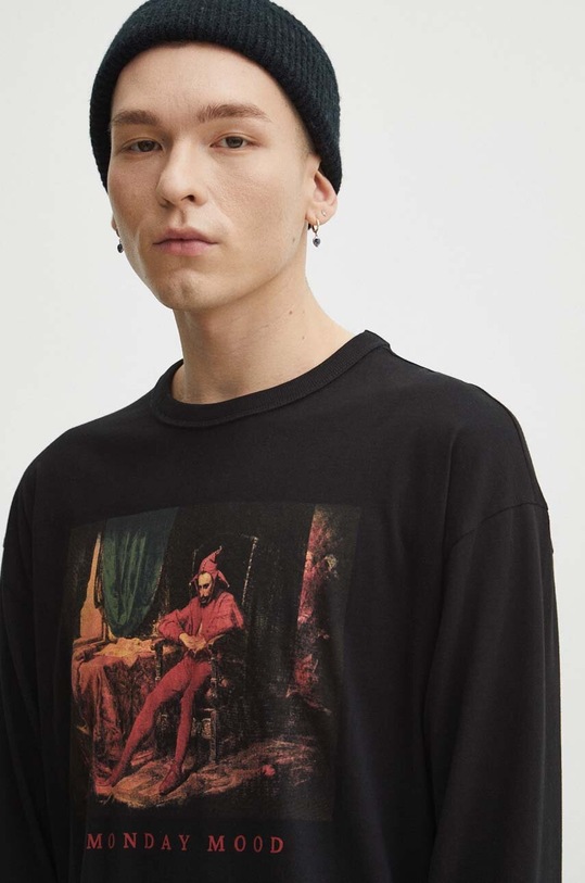 Tričko s dlhým rukávom pánske z kolekcie Eviva L'arte čierna farba RS24.BUM251 čierna