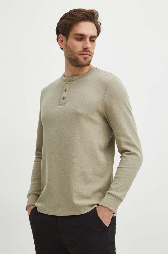 Longsleeve bawełniany męski z fakturą kolor zielony RS24.BUM501 zielony RS24