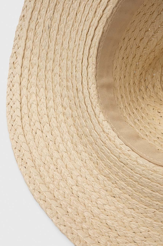 Klobúk dámsky pletený s ozdobnou mušľovou aplikáciou béžová farba RS24.CAD727