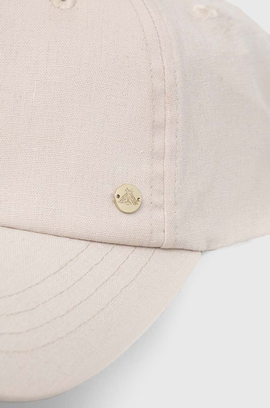 Czapka z daszkiem damska gładka z lnem kolor beżowy RS24.CAD738 beżowy RS24