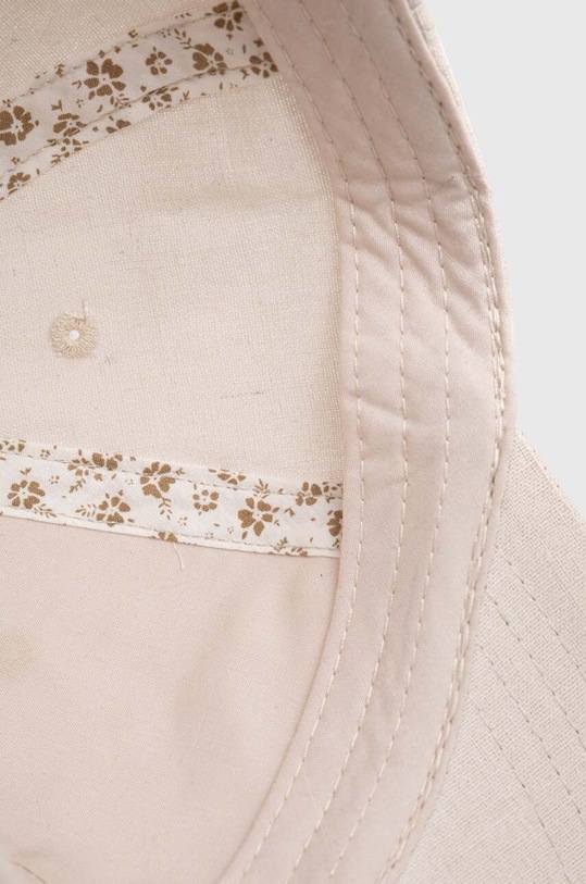 Czapka z daszkiem damska gładka z lnem kolor beżowy beżowy RS24.CAD738