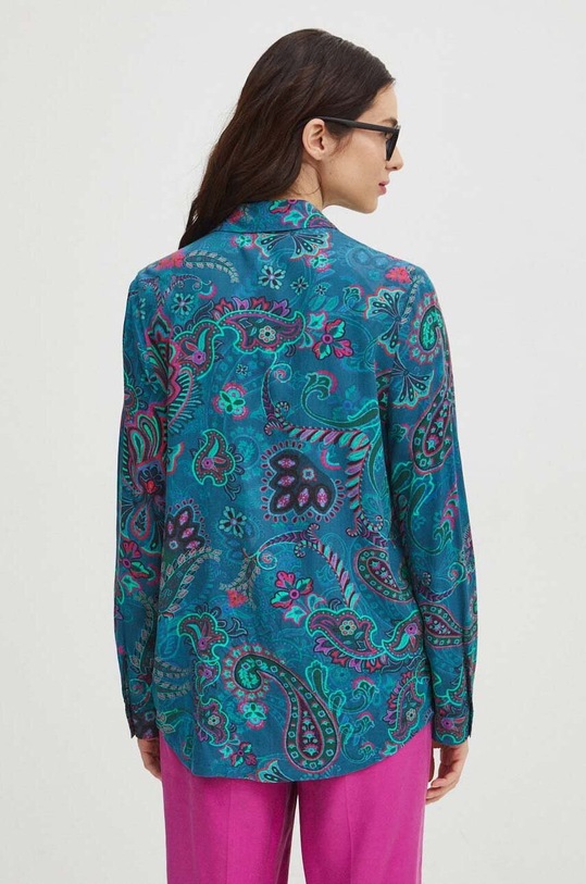 Odzież Koszula damska regular wzorzysta kolor turkusowy RS24.KDD050 turkusowy