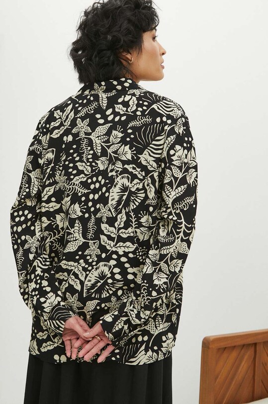 Odzież Koszula damska regular wzorzysta kolor czarny RS24.KDD071 czarny