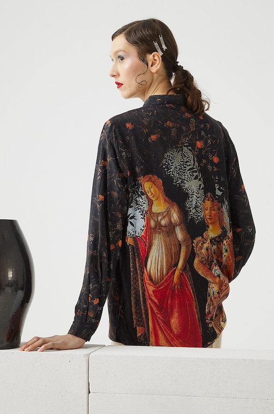 Koszula damska z kolekcji Eviva L'arte wzorzysta kolor czarny casual czarny RS24.KDD250
