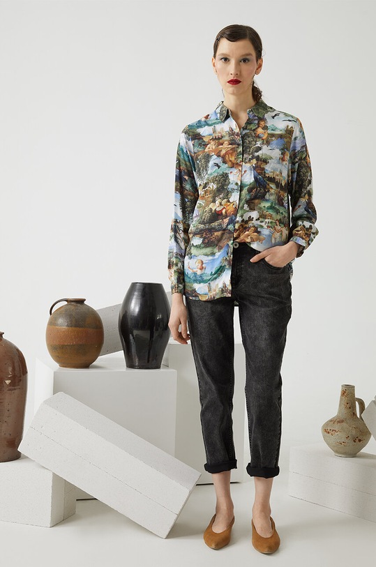 Koszula damska z kolekcji Eviva L'arte wzorzysta kolor multicolor casual multicolor RS24.KDD250