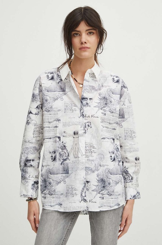 Koszula damska z kolekcji Eviva L'arte wzorzysta kolor biały RS24.KDD251 biały RS24