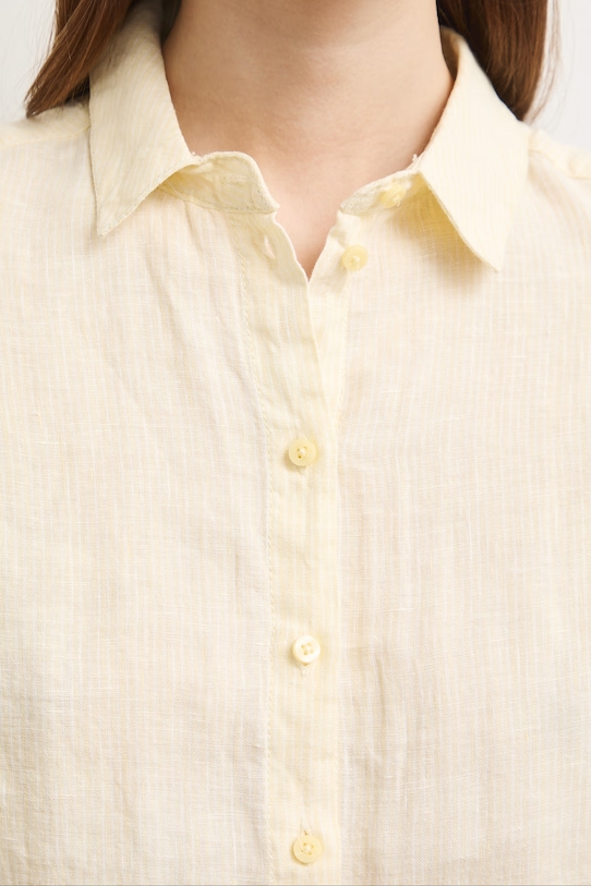 Koszula damska lniana RS24-KDD501 żółty