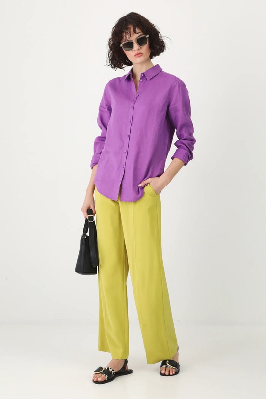 Koszula lniana gładka kolor fioletowy RS24.KDD501 fioletowy RS24