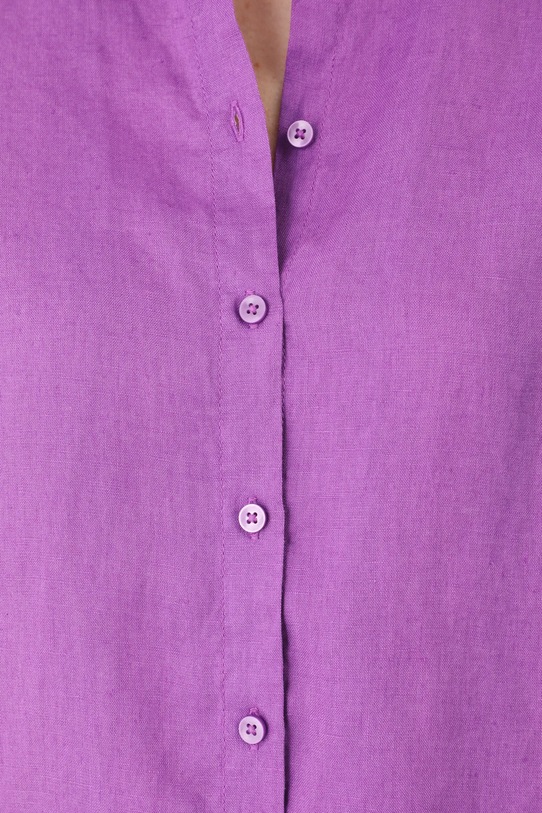 Koszula lniana gładka kolor fioletowy RS24.KDD501 fioletowy