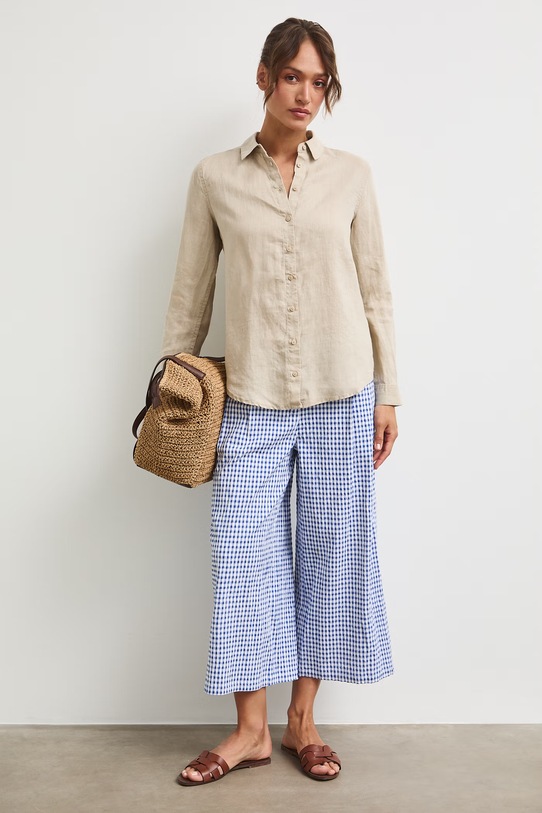 Koszula damska lniana RS24-KDD501 beżowy RS24