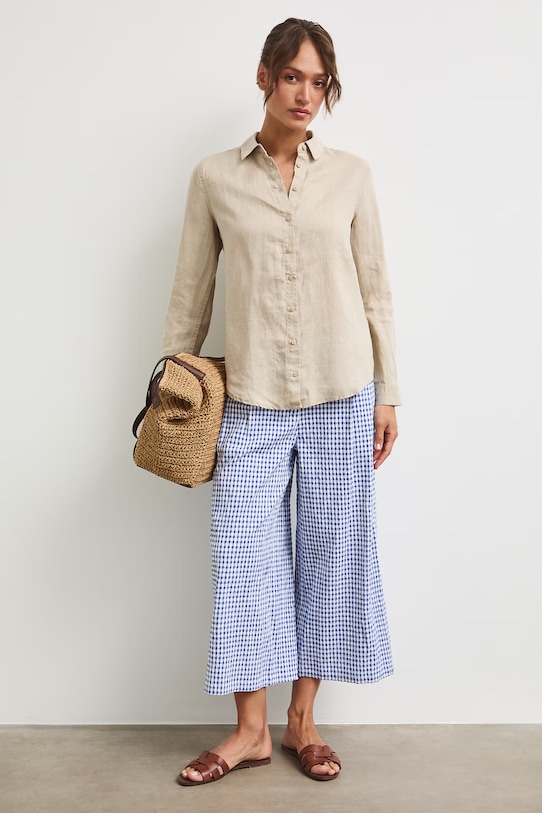 Koszula damska lniana RS24-KDD501 beżowy RS24