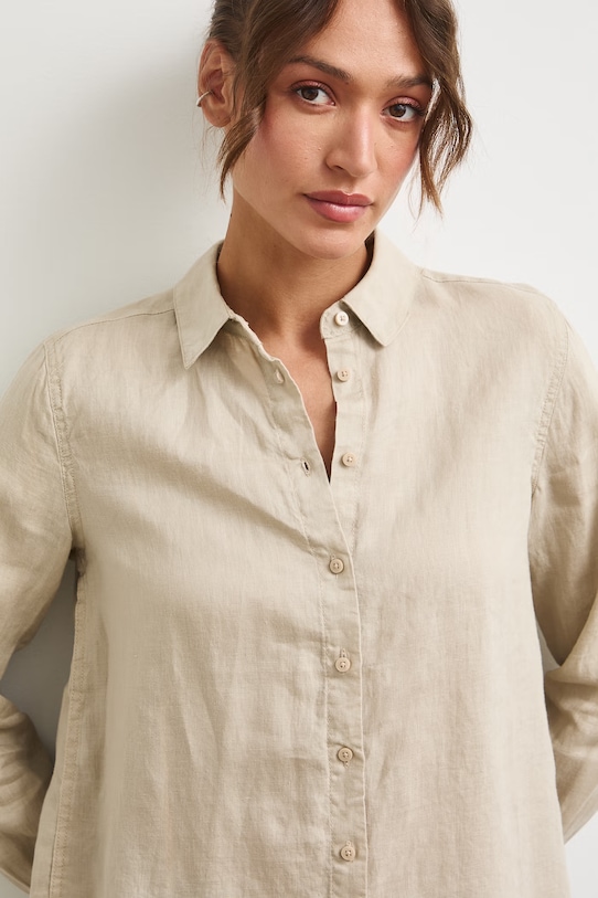 Koszula damska lniana beżowy RS24-KDD501