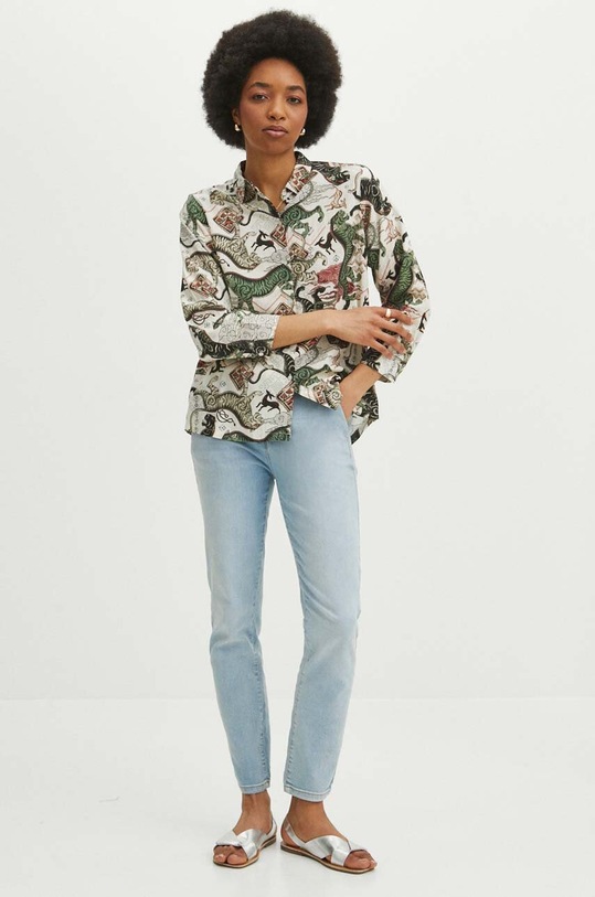 Koszula lniana damska kolor beżowy RS24.KDD601 beżowy RS24