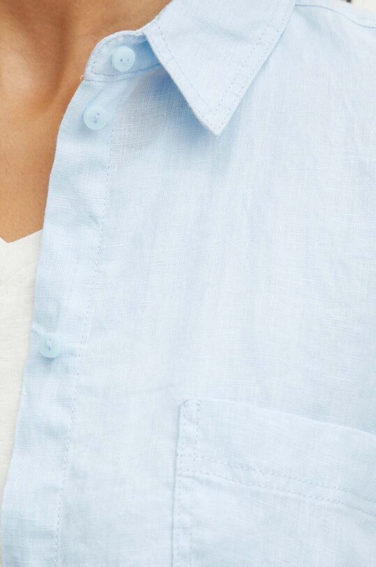 Ľanová košeľa dámska oversize hladká modrá farba RS24.KDD700 modrá