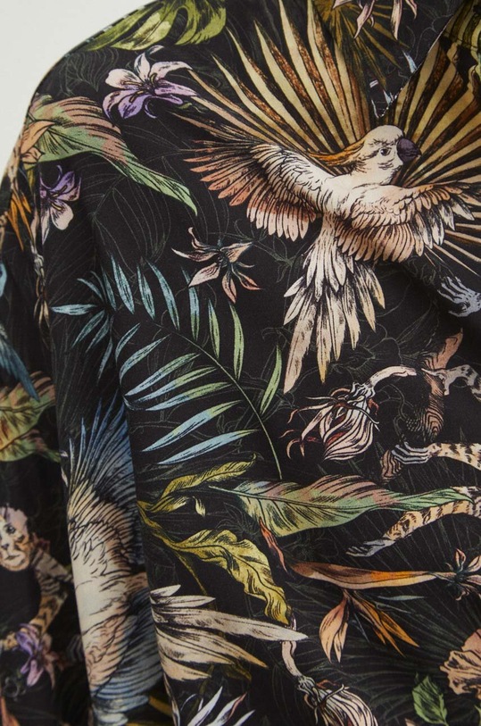 Koszula damska oversize z wiskozy wzorzysta kolor czarny RS24.KDD701 czarny