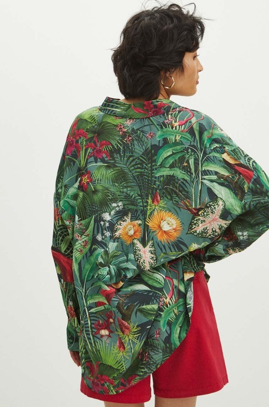 Odzież Koszula damska oversize z wiskozy wzorzysta kolor multicolor RS24.KDD701 multicolor