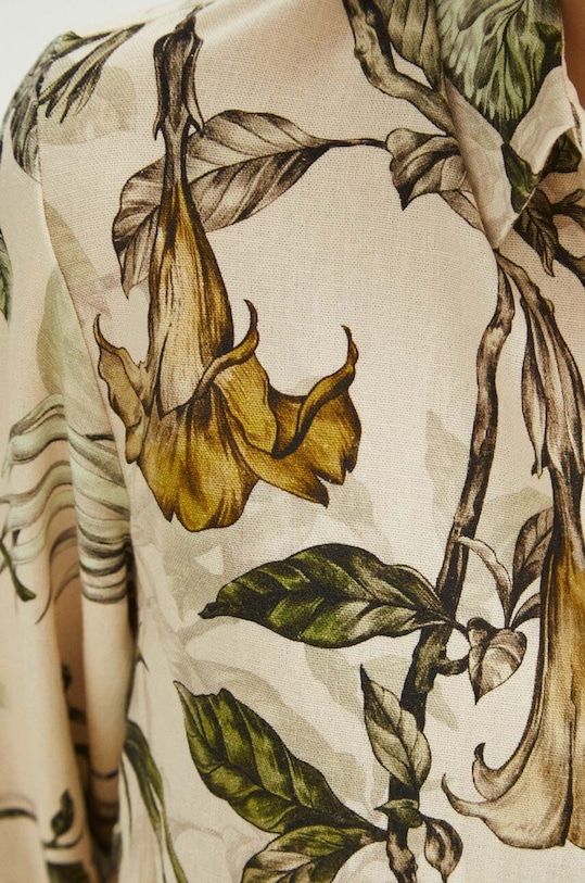 Koszula z domieszką lnu damska regular wzorzysta kolor cielisty cielisty RS24.KDD702