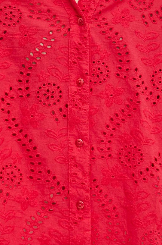 Bavlnená košeľa dámska oversize ažúrová s ozdobnou výšivkou ružová farba RS24.KDD901 ružová