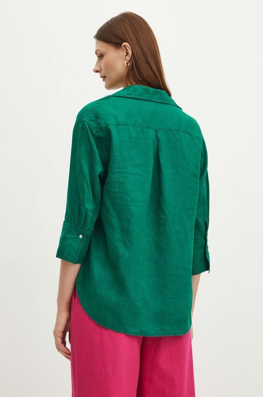 Odzież Koszula lniana damska gładka kolor zielony RS24.KDD902 zielony