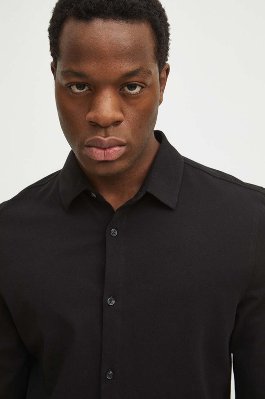 Košeľa pánska čierna farba s elastanom čierna RS24.KDM031