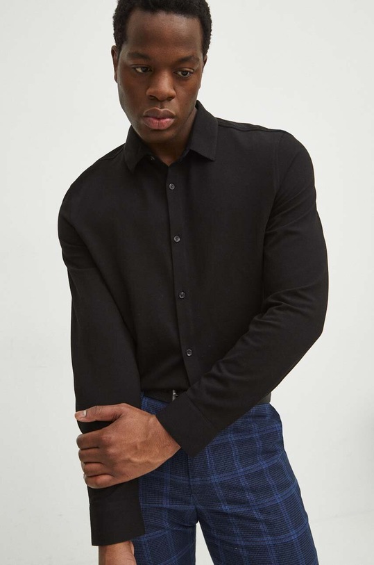 Košeľa pánska čierna farba čierna RS24.KDM031