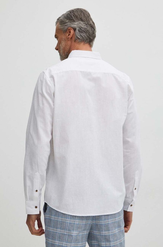 Koszula lniana męska z kołnierzykiem button-down kolor biały biały RS24.KDM050
