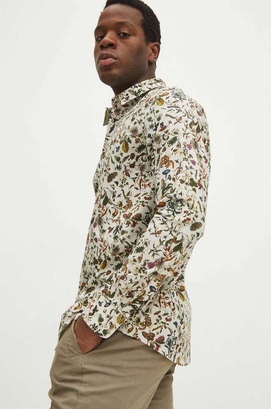 Koszula męska wzorzysta kolor biały z elastanem biały RS24.KDM301
