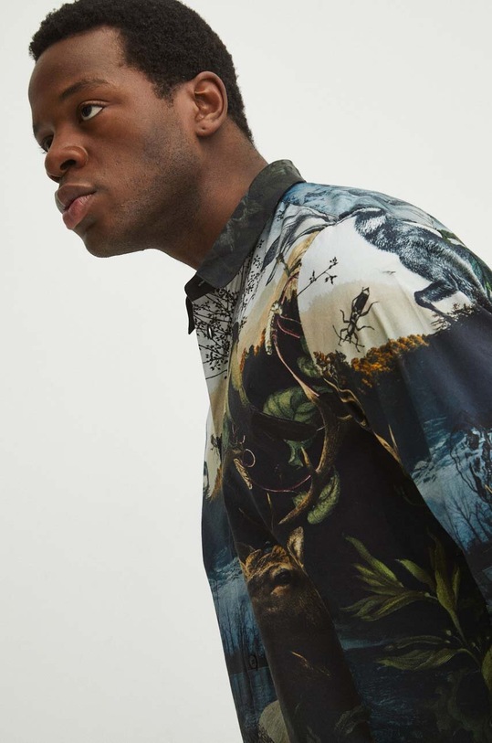 Koszula męska z kołnierzykiem wzorzysta kolor multicolor RS24.KDM303 multicolor