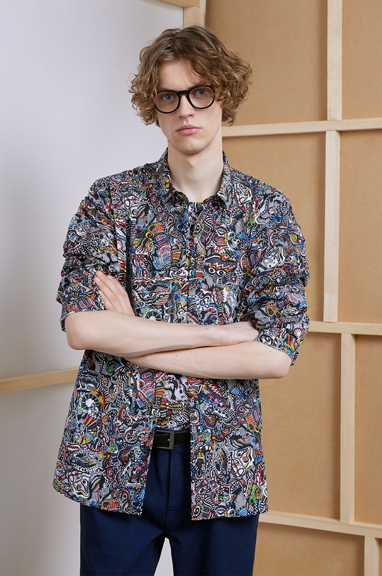 Koszula męska by Justyna Rybak, Grafika Polska kolor multicolor casual multicolor RS24.KDM420