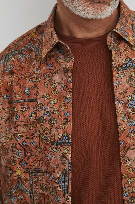 Ľanová košeľa pánska s klasickým golierom fialová farba RS24.KDM500 fialová RS24