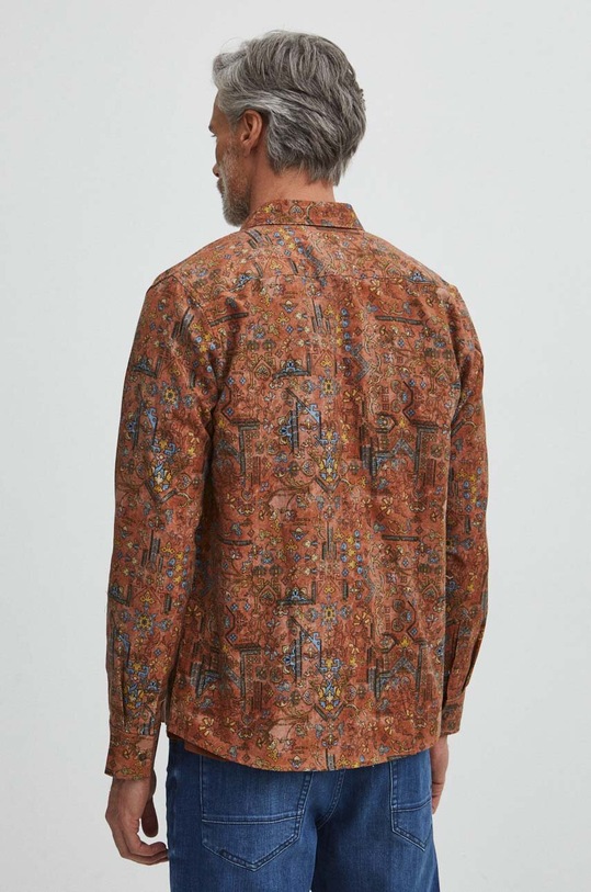 Ľanová košeľa pánska s klasickým golierom fialová farba fialová RS24.KDM500