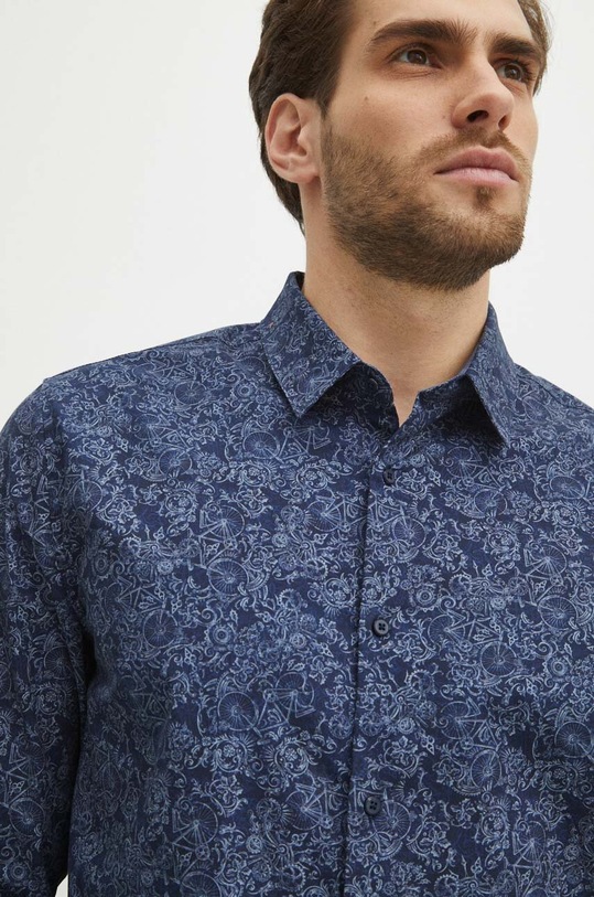 Košile pánská se vzorem tmavomodrá barva RS24.KDM601 námořnická modř