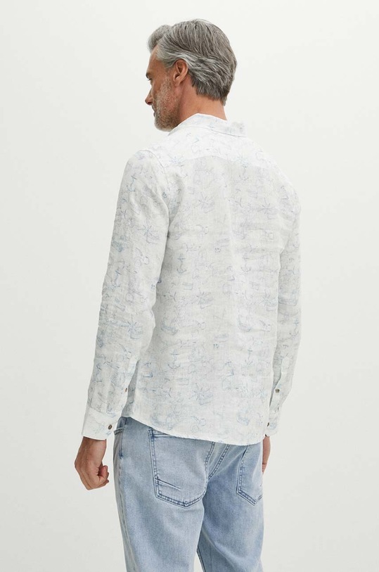 Oblečení Lněná košile pánská s límcem button-down se vzorem bílá barva RS24.KDM800 bílá
