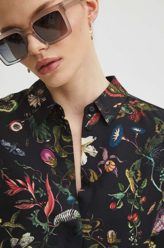 Koszula damska oversize wzorzysta kolor czarny RS24.KKD030 czarny RS24