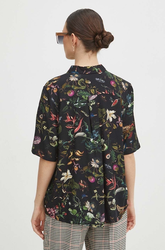 Koszula damska oversize wzorzysta kolor czarny czarny RS24.KKD030