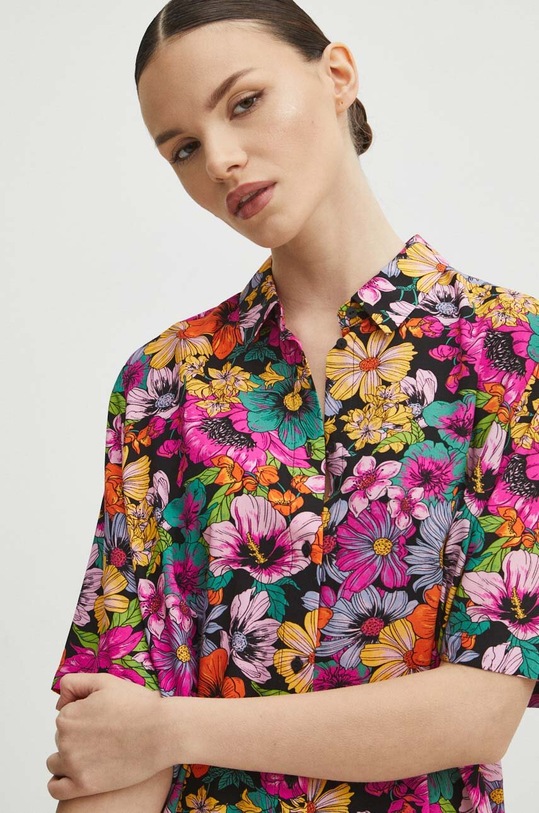 Koszula damska oversize wzorzysta multicolor RS24.KKD030