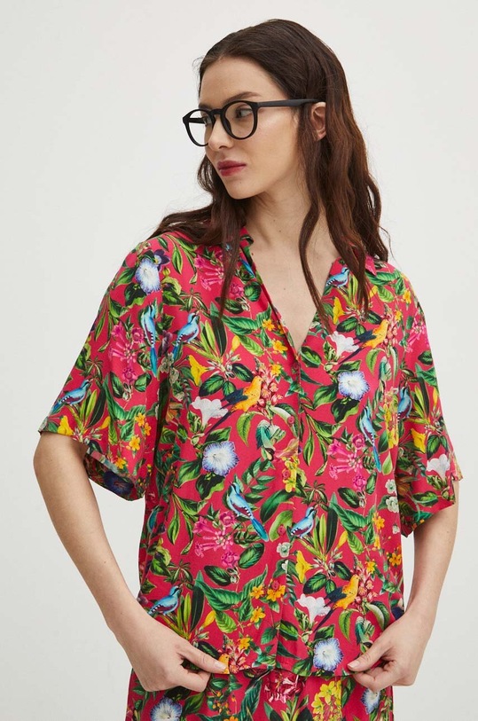 Koszula damska regular wzorzysta kolor różowy casual różowy RS24.KKD050