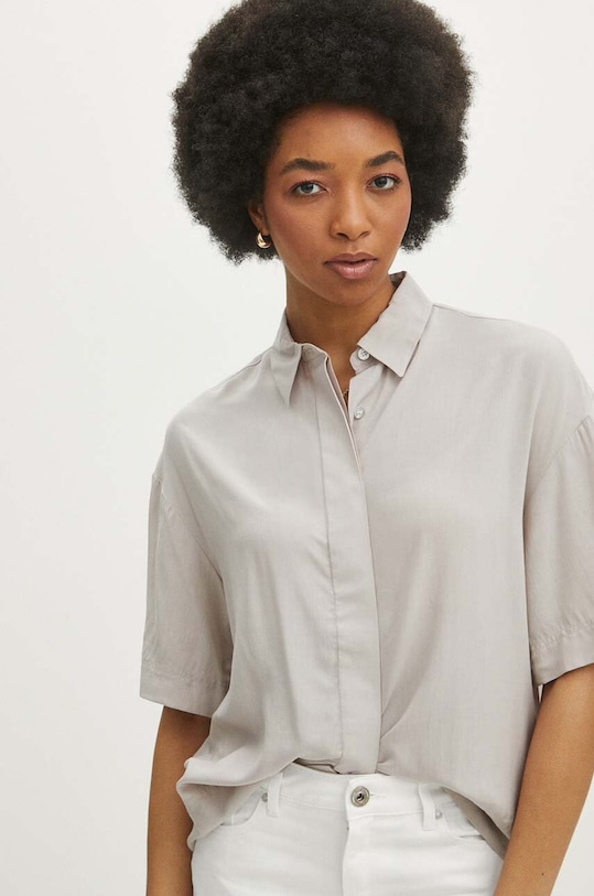 Košeľa dámska béžová farba casual béžová RS24.KKD070