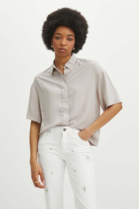 Košeľa dámska béžová farba béžová RS24.KKD070