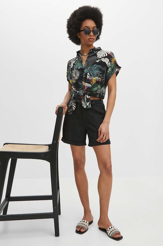 Koszula damska oversize wzorzysta kolor czarny RS24.KKD071 czarny RS24