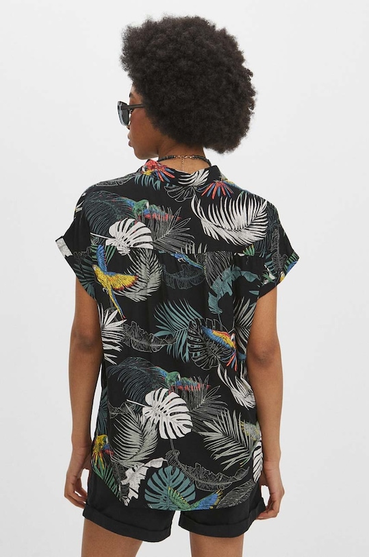 Odzież Koszula damska oversize wzorzysta kolor czarny RS24.KKD071 czarny