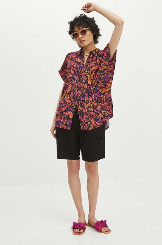 Koszula damska oversize wzorzysta kolor multicolor RS24.KKD071 multicolor RS24