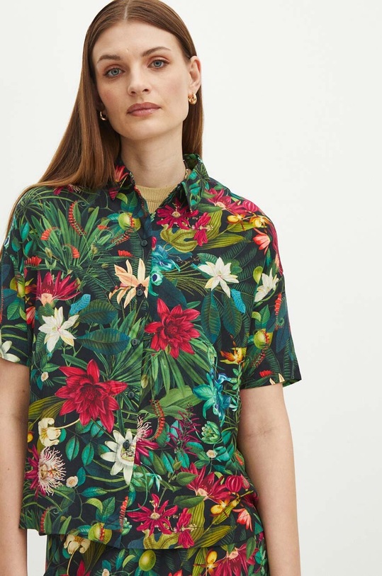Koszula damska oversize wzorzysta kolor multicolor casual multicolor RS24.KKD091