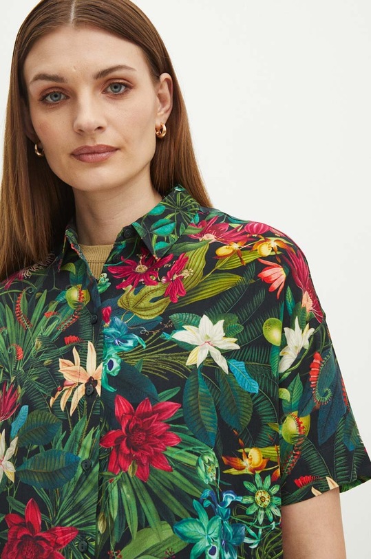 Koszula damska oversize wzorzysta kolor multicolor multicolor RS24.KKD091
