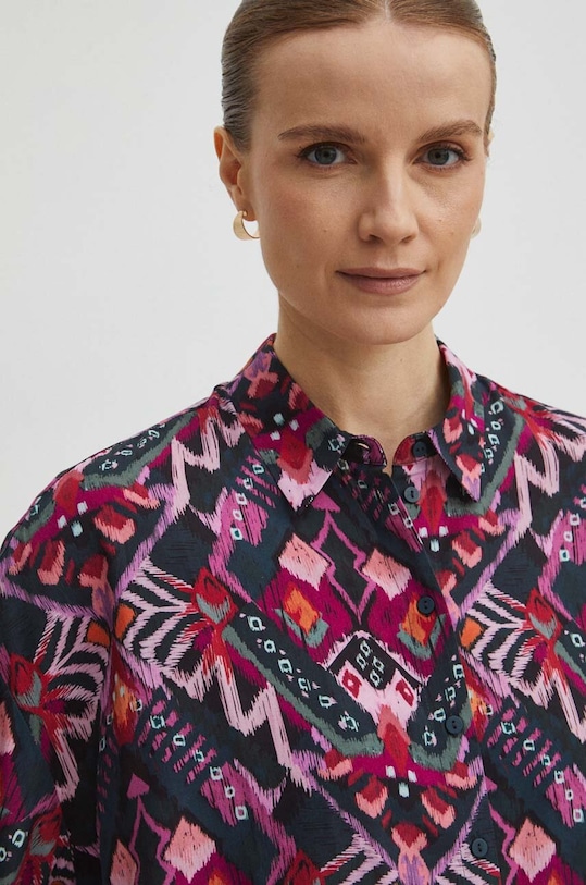Koszula damska oversize wzorzysta kolor multicolor multicolor RS24.KKD502