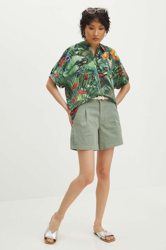 Koszula damska regular z wiskozy wzorzysta RS24.KKD700 multicolor RS24