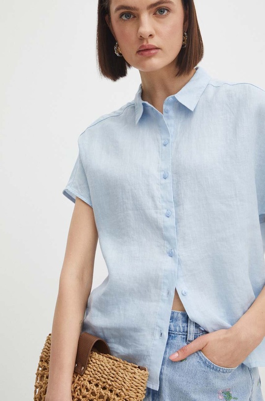 Medicine koszula lniana regular niebieski RS24.KKD701
