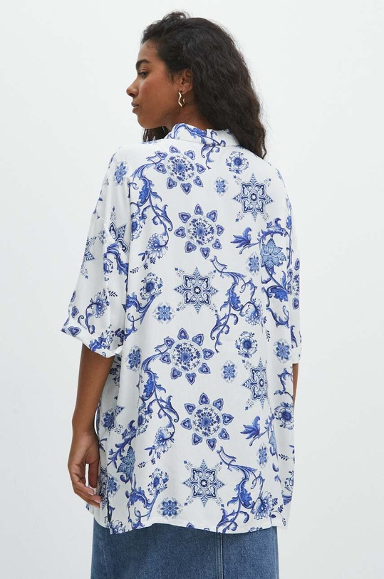 Odzież Koszula damska oversize wzorzysta kolor beżowy RS24.KKD803 beżowy