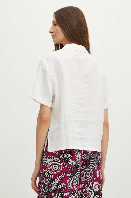 Lněná košile dámská oversize jednobarevná bílá barva bílá RS24.KKD902