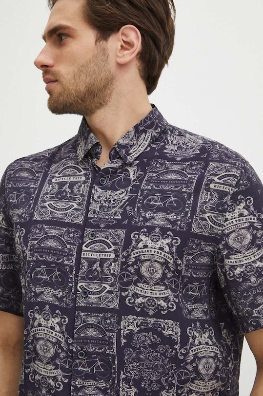 Koszula męska z wiskozy z kołnierzykiem klasycznym kolor multicolor RS24.KKM600 multicolor